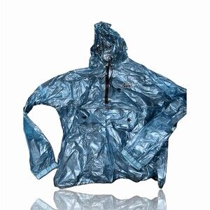 FUBU Sport Collection Anorak Pullover Jacket Unisex M Metallic Blue Hooded